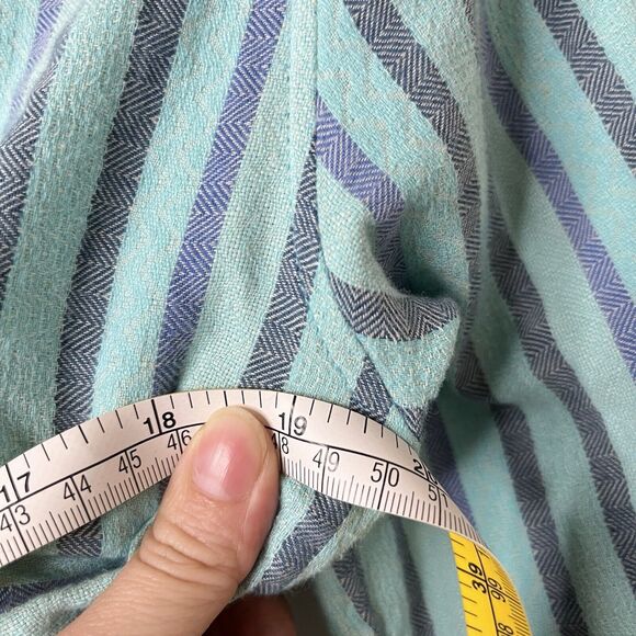 Soft Surroundings Womens Aqua Blue Striped Tortola Beaded V-neck Blouse Size S - Picture 10 of 10